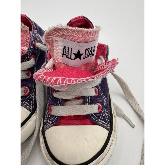 Converse Chuck Taylor All Star Toddler Size 6 Double Tongue Sneakers Purple - Picture 1 of 11